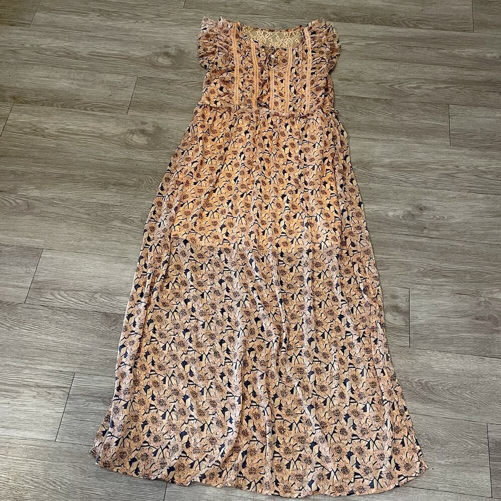 Xhilaration Dress XS Floral Lace Maxi Boho Cottagecore Romantic Prairie Ethereal